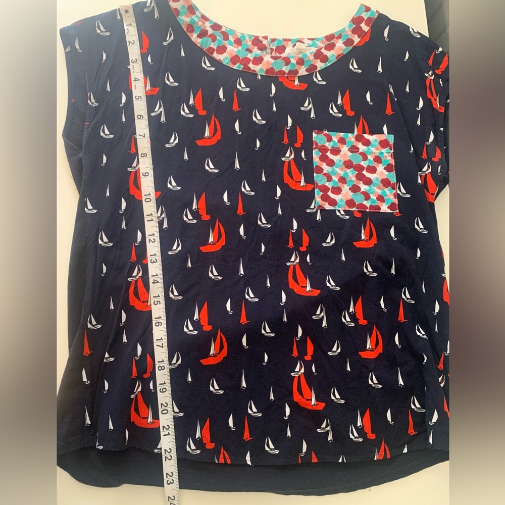 Anthropologie Porridge‎ Petani Pocket Sailboat Nautical Tee Size Small - Picture 9 of 12